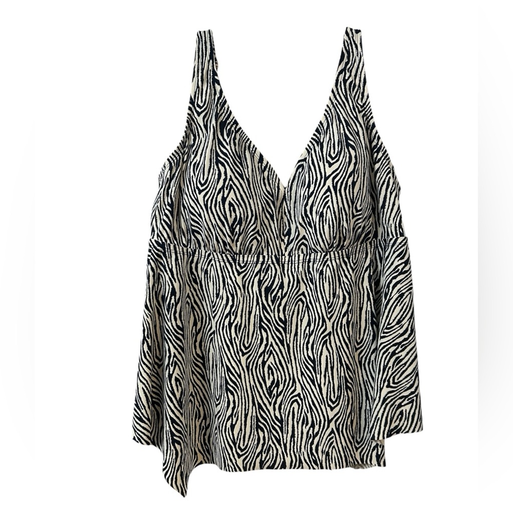 EVRI Black and White Zebra-Print Women’s Swim Tankini Top